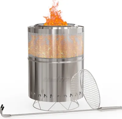 Produktbild von WISFOR Feuerstelle Bonfire, Edelstahl Feuerschale mit Ständer, Outdoor Kamin, für Terrasse, Garten, Feuertonne, Holzofen, Feuerkorb, 36x46cm