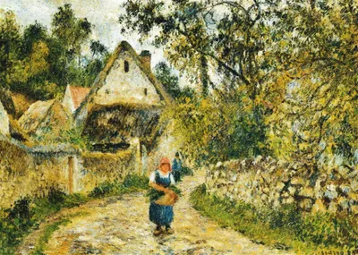 Produktbild von Kunstkarte Camille Pissarro "Der Dorfweg"
