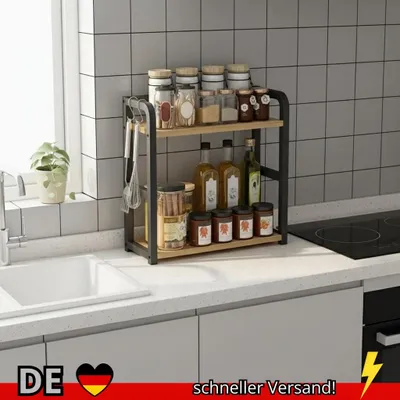 Produktbild von 1 Stück 2-stöckiges Metall-Arbeitsplattenregal – Platzsparender Organizer