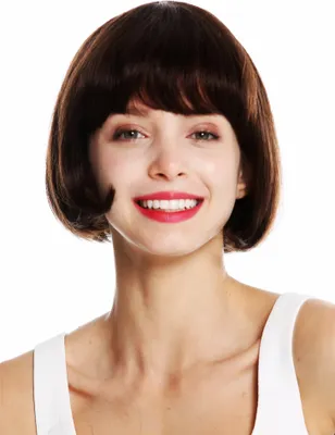 Produktbild von WIG ME UP Perücke Echthaar kurz Bob glatt Pony Braun VK-57-HH-6