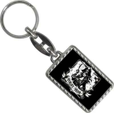 Produktbild von Piratenbraut mit Säbel Schlüsselanhänger mit Bordüre mit Spruch Pirate Mom
