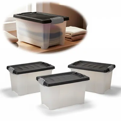 Produktbild von LS-LebenStil Stapelbox Allzweckbox 3´er Set 30x20x15cm recycel️ mit Deckel Transportbox Stapelkiste Aufbewahrungsbox Aufbewahrungskiste Kunststoffbox