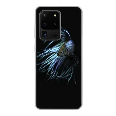 Produktbild von MuchoWow® Handyhülle Schutzhülle Hülle für Samsung Galaxy S20 Ultra Fisch - Schwanz - Schwarz Silikon Softcase Handy Hülle - Karteninhaber