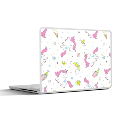 Produktbild von MuchoWow® Laptop Aufkleber Sticker Cover Einhorn - Regenbogen - Muster 25x18 cm - Laptop-Deko