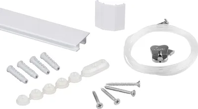 Produktbild von STAS Bilderschienen - Cliprail Max + Perlonseil 150 cm + Zipper Bilderhaken - 100cm - Weiss