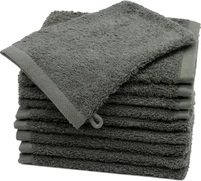 Produktbild von 10er Set Waschhandschuhe, 100% Baumwolle, 17x21 cm, grau