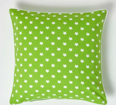Immagine prodotto di HOMESCAPES copricuscino in cotone con stelle, verde, 60 x 60 cm