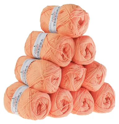 10 x 50g Strickgarn TEREZKA 100% Baumwolle, koralle