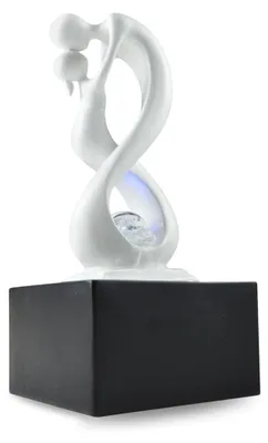 Zdjęcie produktu dla Fontanna stołowa z kulą szklaną LED - Nowoczesna - 14 x 14 x 31 cm - Biała i czarna