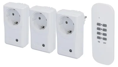 Produktbild von Funkfernschalter-Set 3 Steckdosen +1 Fernbedienung
