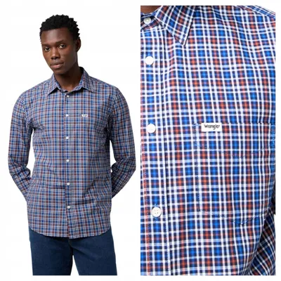 Produktbild von Wrangler | Herrenhemd 1 PKT Poplin Shirt Regular Fit kariert Größe M