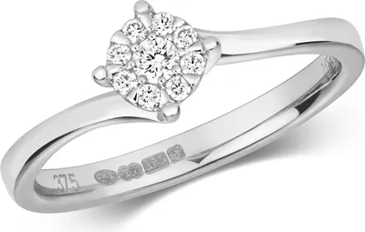Produktbild von Funkelndes Feuer 9 Karat (375) Weißgold Damen - Diamant Solitärring Brillant-Schliff 0.13 Karat G - I1 I2, 49 (15.6); TRS317109KWRSJ