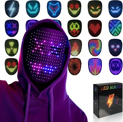 Productafbeelding van LED-masker met gebarenherkenning - LED-verlicht gezichtsmasker voor kostuum - Cosplay - Feest - Maskerade