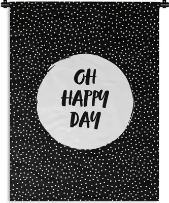 Produktbild von MuchoWow® Wandteppich Wandbehang Zitate - Text - Oh happy day - Glück 90x120 cm Tapisserie Dekoration Wandtuch - Wanddeko