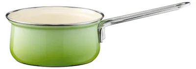 Emaille-Stielkasserolle 16 cm, 1 Liter, Grün, Induktion