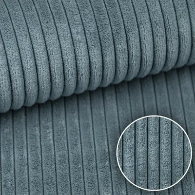 Produktbild von HEKO PANELS Murano Premium Cordoptik Deko Stoff Möbelstoff Polsterstoff Cord Breitcord - Hellblau