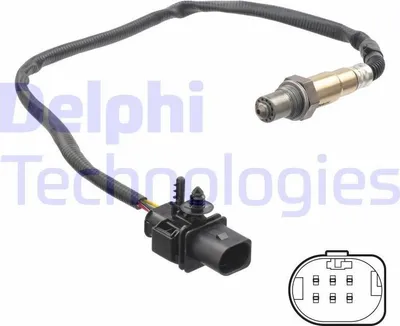 Produktbild von DELPHI Lambdasonde für OPEL Corsa D Schrägheck (S07) vor-Kat Beheizt 530mm ES21351-12B1