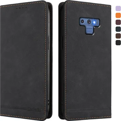 Obrázek produktu pro Pouzdro pro Samsung Galaxy Note 9, retroPolyuretankožené flip pouzdro s stojánkem a přihrádkami na karty Černý