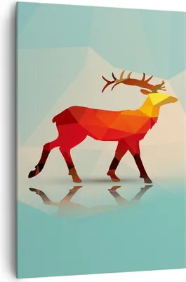 Produktbild von Bild auf Leinwand - Leinwandbild - Einteilig - Hirsch Illustration modern Grafik - 70x100cm - Wand Bild - Wandbilder - Leinwanddruck - Wanddekoration - Leinwand bilder - Wandbild - PA70x100-2811