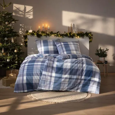 Produktbild von Estella Kuschelflanell Bettwäsche Ambros navy 140x200 cm + 70x90 cm