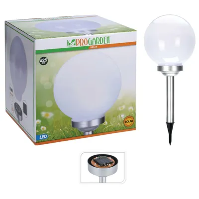 Obrázek produktu pro ProGarden LED solární světelná koule 25 cm bílá