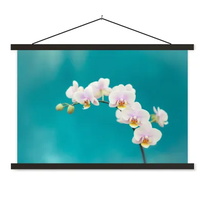Produktbild von MuchoWow® Textilposter Orchidee - Blumen - Pflanze - Weiß - Lila 120x80 cm mit schwarzem Rahmen - Wanddeko