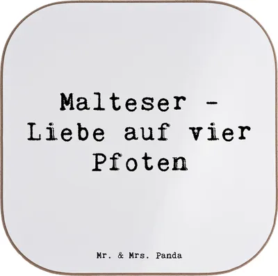 Produktbild von Mr. & Mrs. Panda Untersetzer für Gläser Spruch Malteser Liebe - Weiß - Geschenk, gläseruntersetzer, Eigenschaften, Charakter, Lebensfreude, Hunderasse, Hund, Coaster