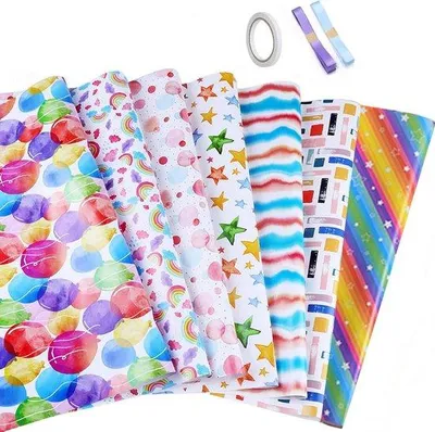 Immagine prodotto di Set di carta da regalo, 7 pezzi, Natale e compleanni, 70x50 cm