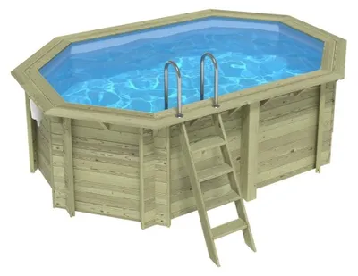 Immagine prodotto di Piscina in legno NEMO 4.3 x 3 - H.1.31 m, azzurro chiaro, Su telaio - senza cementazione
