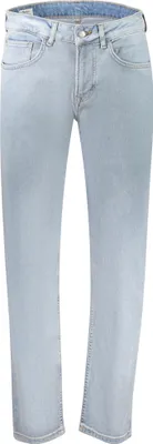 Image de Jean bleu pour homme : modèle classique à 5 poches avec bouton et fermeture éclair