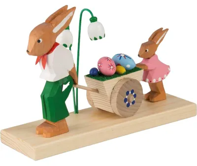 Produktbild von Hasenfamilie mit Wagen.