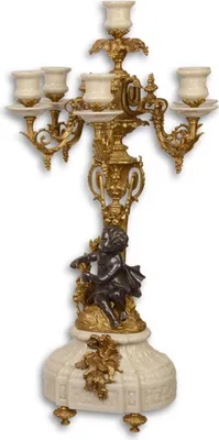 Obrázok produktu pre Casa Padrino Barokový svietnik biely/zlatý 29,5 x 26,5 x v. 59,4 cm - baroková výzdoba
