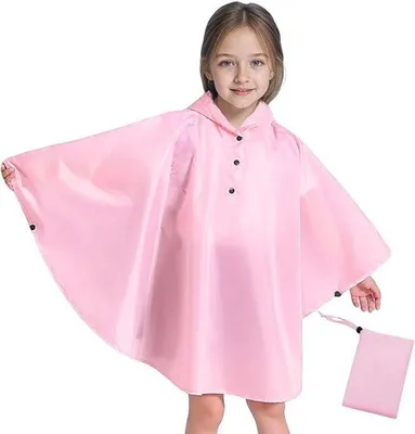 Produktbild von Famanu Regenponcho Kinder, wiederverwendbare wasserdichte Regenjacke mit Kapuze und Tragetasche, leicht, für Schule und Outdoor