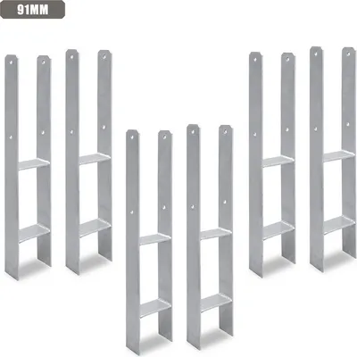 Obrázok produktu pre Podpera stĺpika, 6x podpera stĺpika H 91 x 600 mm, objímka stĺpika v tvare H Kotva stĺpika