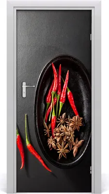 Produktbild von Tulup Türaufkleber 85x205 cm Dekorative Aufkleber Selbstklebend Wasserdichte Tapete Abnehmbar Schlafzimmer Wohnzimmer Wohnkultur - Chilischoten