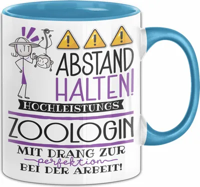 Produktbild von Zoologin Tasse Geschenk Lustig Abstand Halten Hochleistungs-Zoologin Mit Drang Zur Perfektion Bei Der Arbeit (Blau)