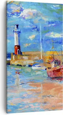 Produktbild von Bild auf Leinwand - Leinwandbild - Leuchtturm Meer - 45x80cm - Wand Bild - Wanddeko - Wandbilder - Leinwanddruck - Bilder - Kunstdruck - Wanddekoration - Leinwand bilder - Wandkunst - PA45x80-3693