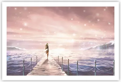 Produktbild von Poster - Poster ohne Rahmen - Brücke Frau die Sterne - 91,5x61 cm - Wand Bild - Wanddeko - Wandbilder - Kunstposter - Wandposter - Bilder - Kunstdruck - Wanddekoration - Wandbild - P2XAA91x61-4350