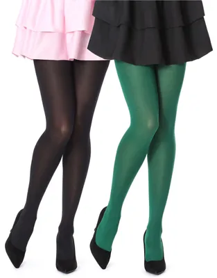 Produktbild von Bellivalini Damen Strumpfhose Mikrofaser 2 Pack 100 DEN BLVFI1003 (Schwarz/Dunkelgrün (2Pack), S) .