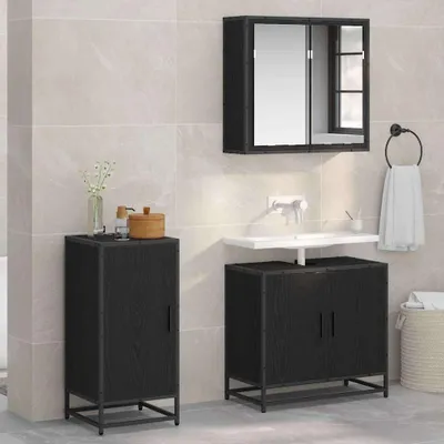 Image de Maison Exclusive - Buffet noir aspect chêne 35,5 x 35 x 76 cm