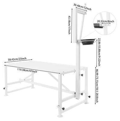 Produktbild von Ziegenmelkstand - Metallgestell für Ziegenmelken und Schafschur - Plattform 120 cm - Kopffang - Futtertrog - Weiß