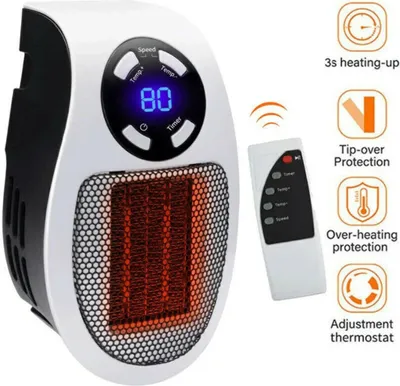 Produktbild von 500W 220V Steckdosen Heizlüfter Mini Heizung | Elektroheizer Heizgerät (mit Fernbedienung)