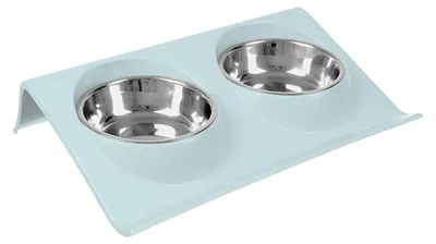 Obrázok produktu pre ISO Miska pre psov a mačky dvojitá, nerezová, 2x350ml svetlo zelená