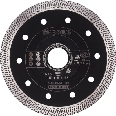 Zdjęcie produktu dla Rhodius 303870 DG15 Diamond cutting disc Diameter 125 mm Bore diameter 22.23 mm Tiles, Ceramic 1 pc(s)