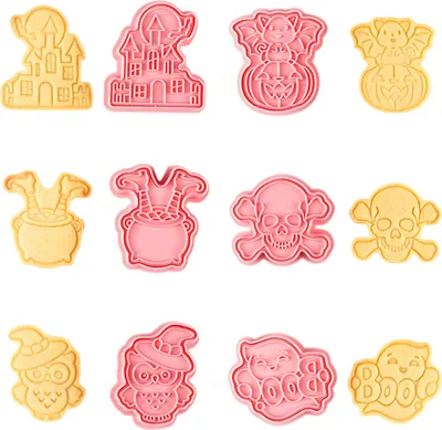 Obrázek produktu pro CANDeal Halloween Cookie Cutters - 6 kusů vykrajovátek na sušenky ve tvaru hradu, netopýra, lebky, sovy a ducha pro pečení dekorativních párty doplňků