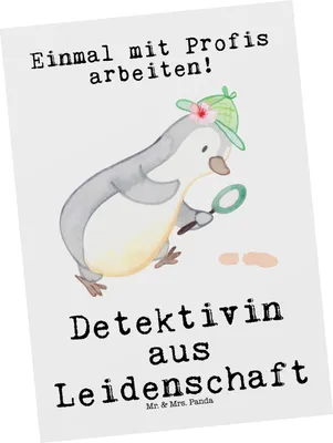 Produktbild von Mr. & Mrs. Panda Postkarte Detektivin Leidenschaft - Weiß - Geschenk, Fotokarte, Postkarten, Beruf, Wirtschaftsdetektei, bildkarte, Witzig, Grußkarte, Ansichtskarte