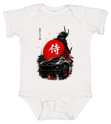 Zdjęcie produktu dla Samurai Strength JDM GTR, japoński samochód sportowy, Pagode, styl Y2K, drifting, body baby, kolor biały, rozmiar 12/18