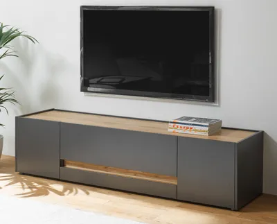 Produktbild von TV - Lowboard TV - Unterteil Center in grau matt und Eiche Wotan 170 cm
