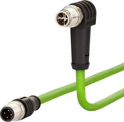 Produktbild von METZ CONNECT Verbindungsleitung M12 ST-M12 ST, 8-pol X-kodiert, gerade-gewinkelt, 1 m