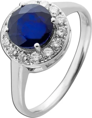 Produktbild von Saphir Ring Weißgold 585 14K blauer Edelstein Lab Grown Diamanten 19